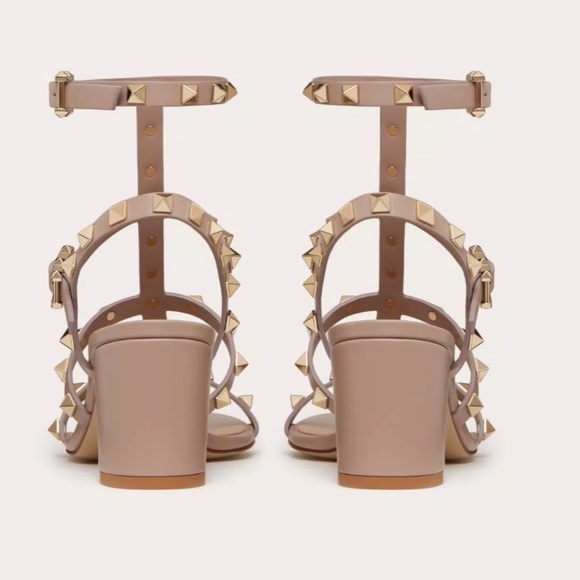 Valentino Garavani rockstud calfskin ankle strap sandal 60 mm skin color EU 35.5 - Picture 7 of 15